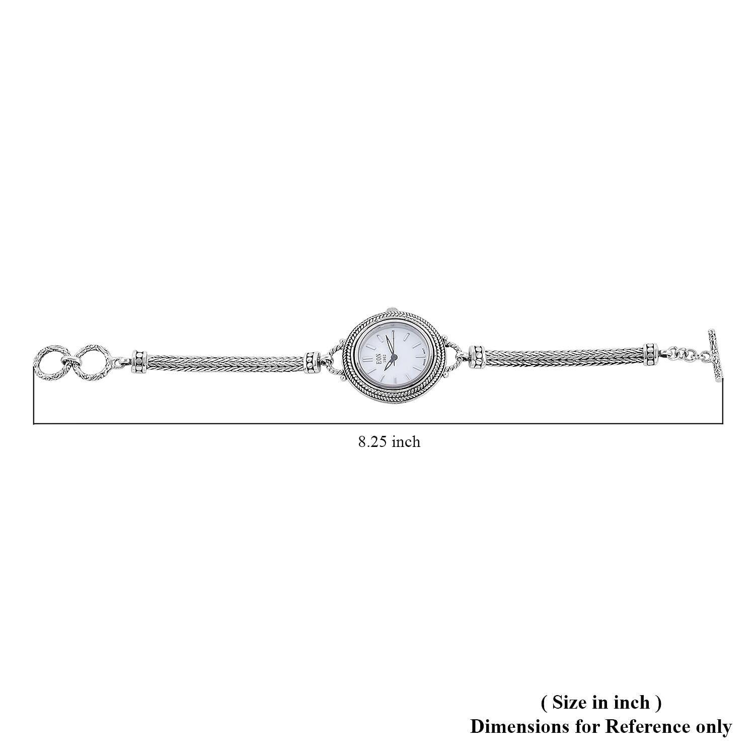 Bali Legacy Eon 1962 Swiss Movement Water Resistant Bracelet Watch with MOP Dial in Sterling Silver (7.50 In)