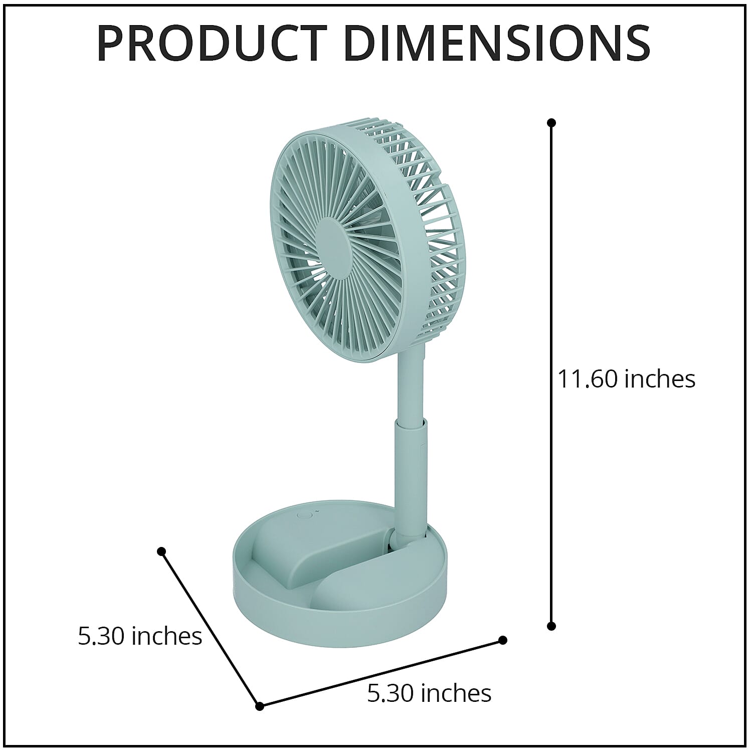 Homesmart Foldable USB Desk Fan with Adjustable 3 Wind Speeds - Blue (1200 mAh, 2W)