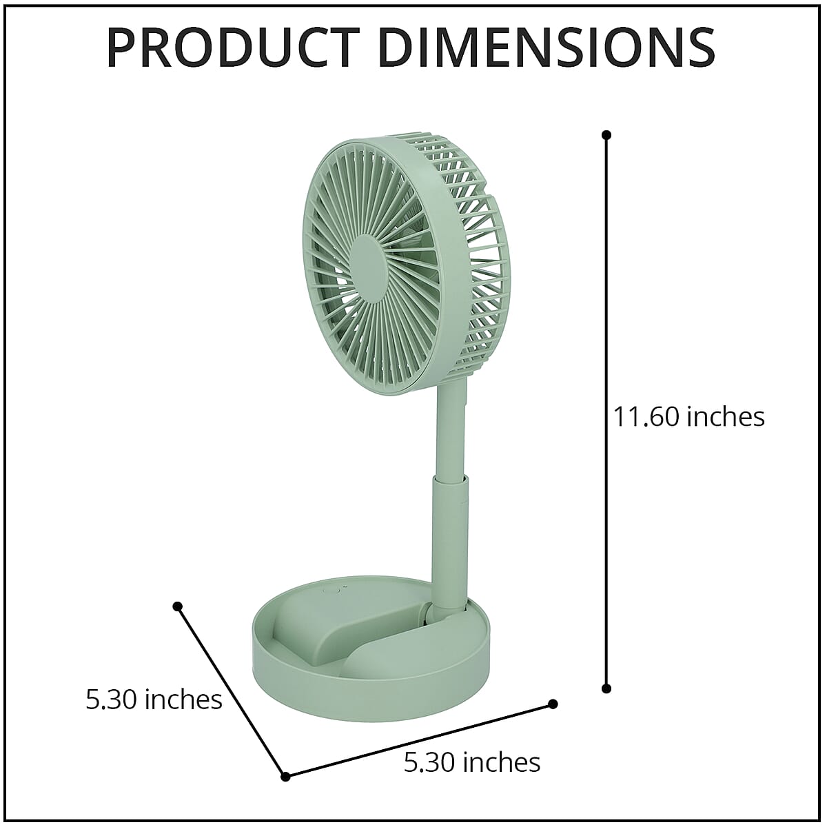 Homesmart Foldable USB Desk Fan with Adjustable 3 Wind Speeds - Green (1200 mAh, 2W) image number 3