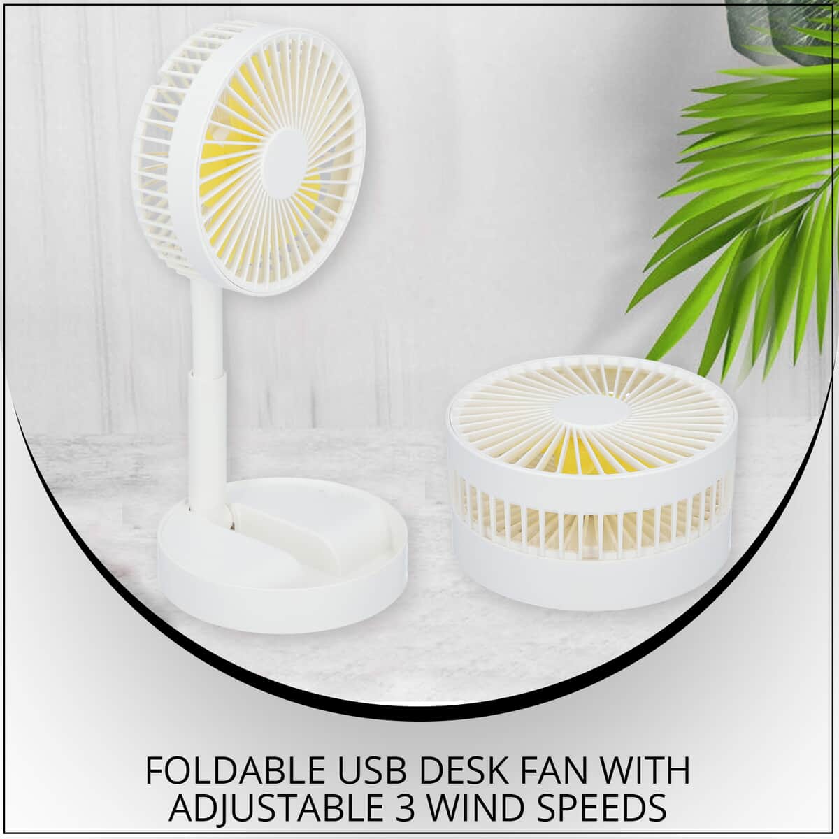 Homesmart Foldable USB Desk Fan with Adjustable 3 Wind Speeds - White (1200 mAh, 2W) image number 1
