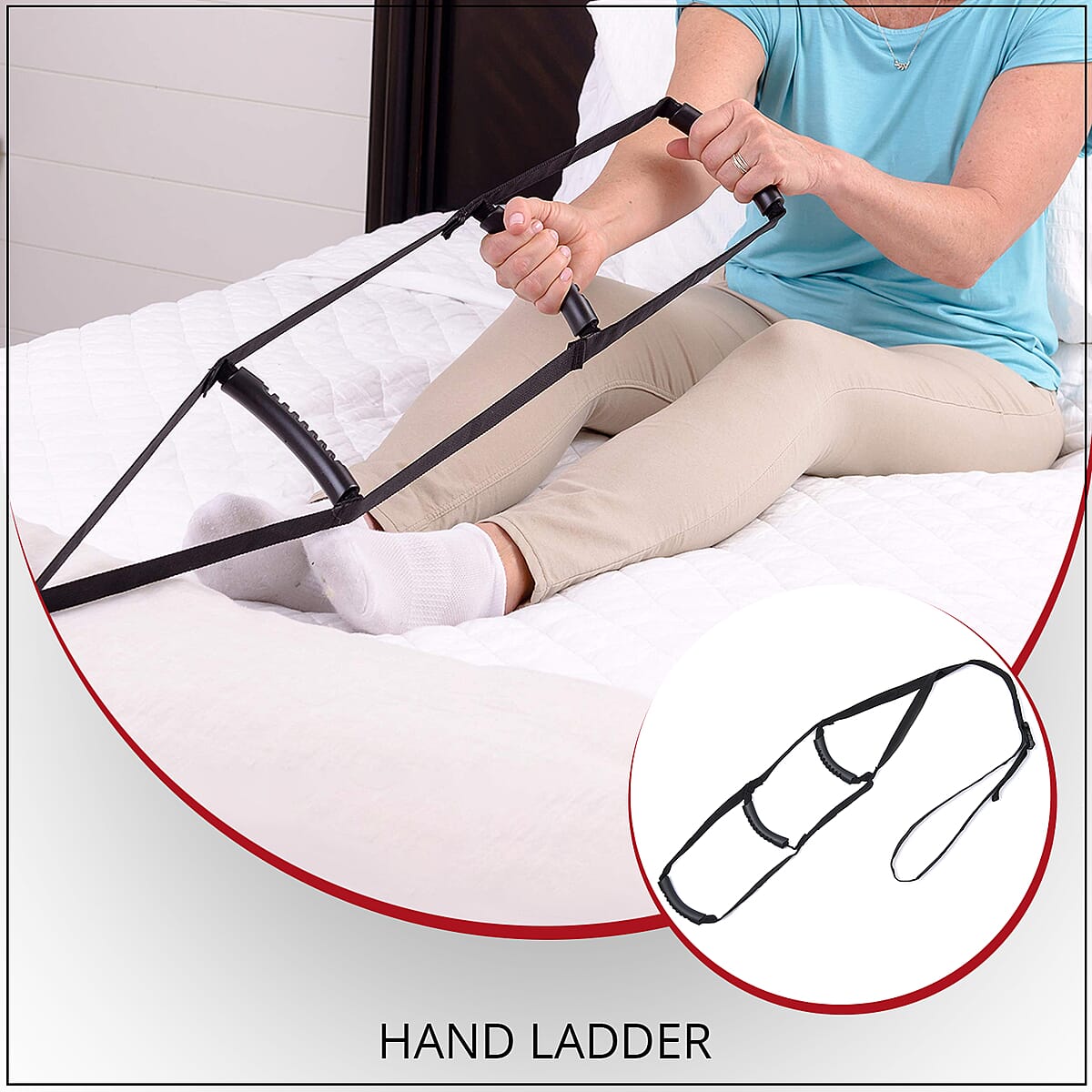 Black Bed Hand Assistance Portable Ladder for Sitting up with 3 Nonslip Handles for Elderly, Injury Recovering Patients and Pregnant Women image number 1