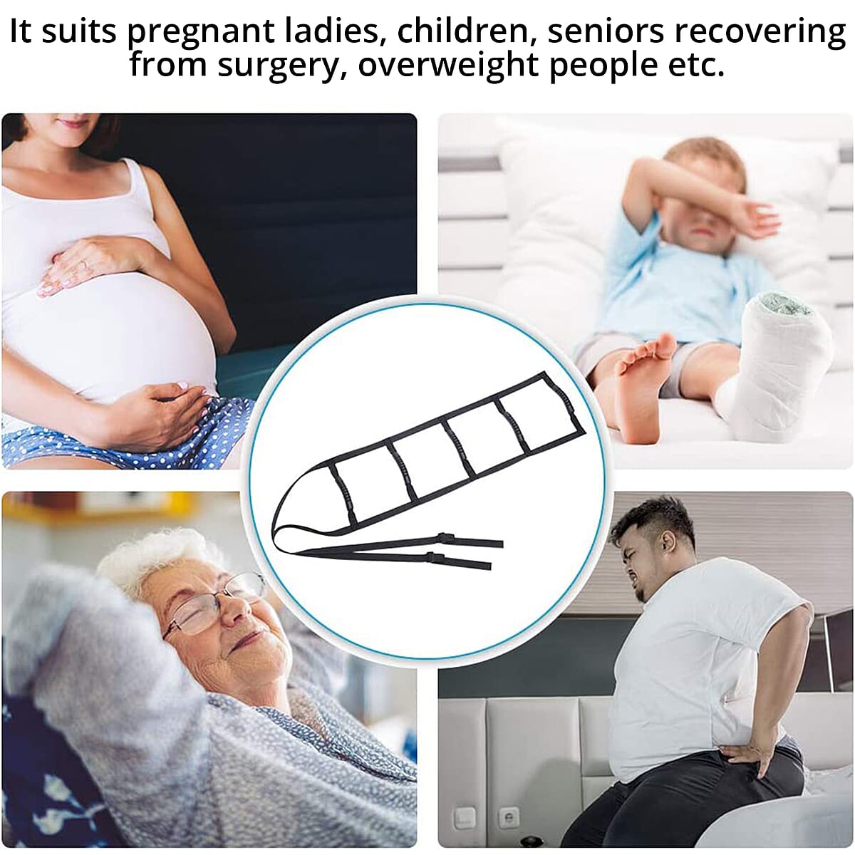 Black Bed Hand Assistance Portable Ladder for Sitting up with 3 Nonslip Handles for Elderly, Injury Recovering Patients and Pregnant Women image number 4