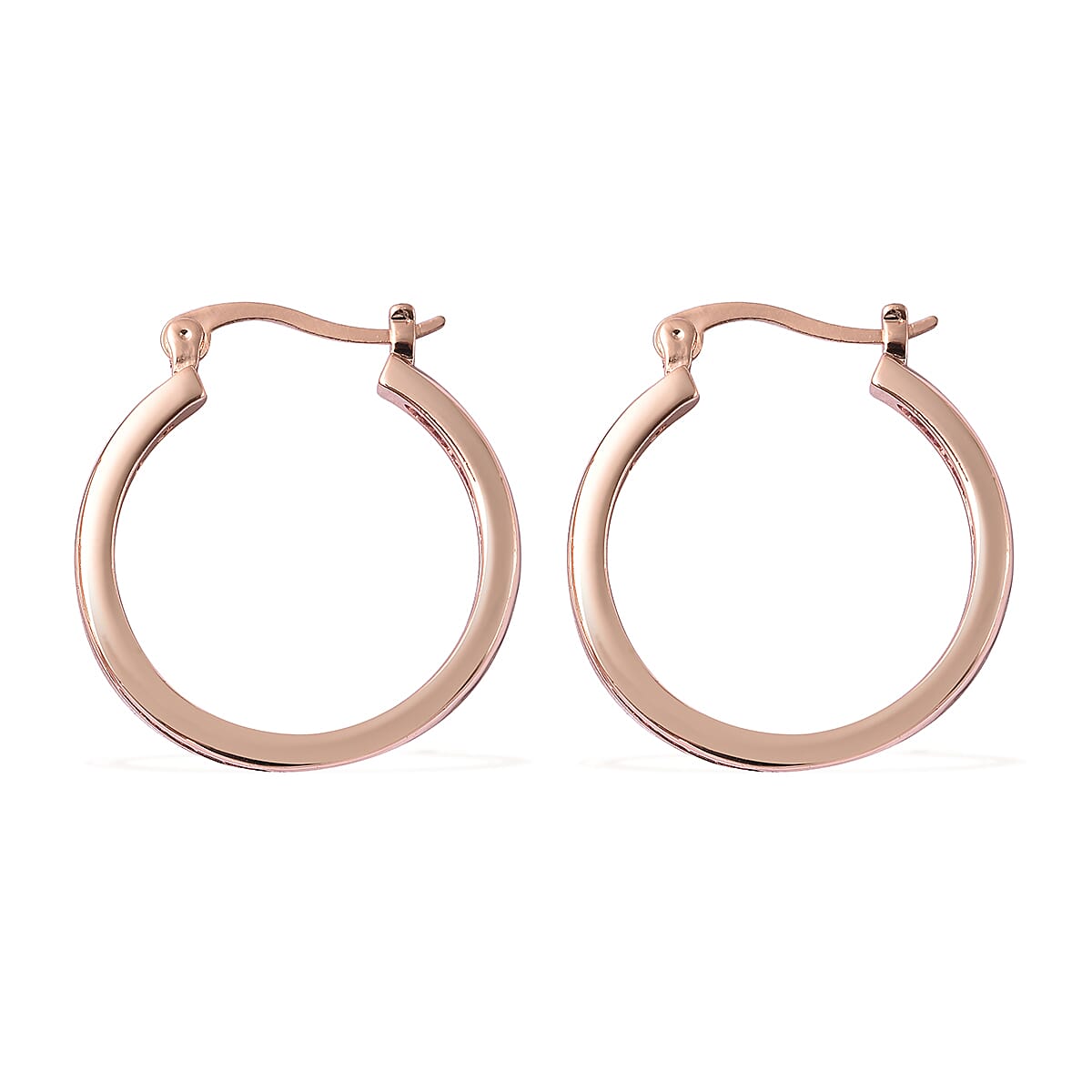 Simulated Pink Diamond Hoop Earrings in Rosetone image number 3