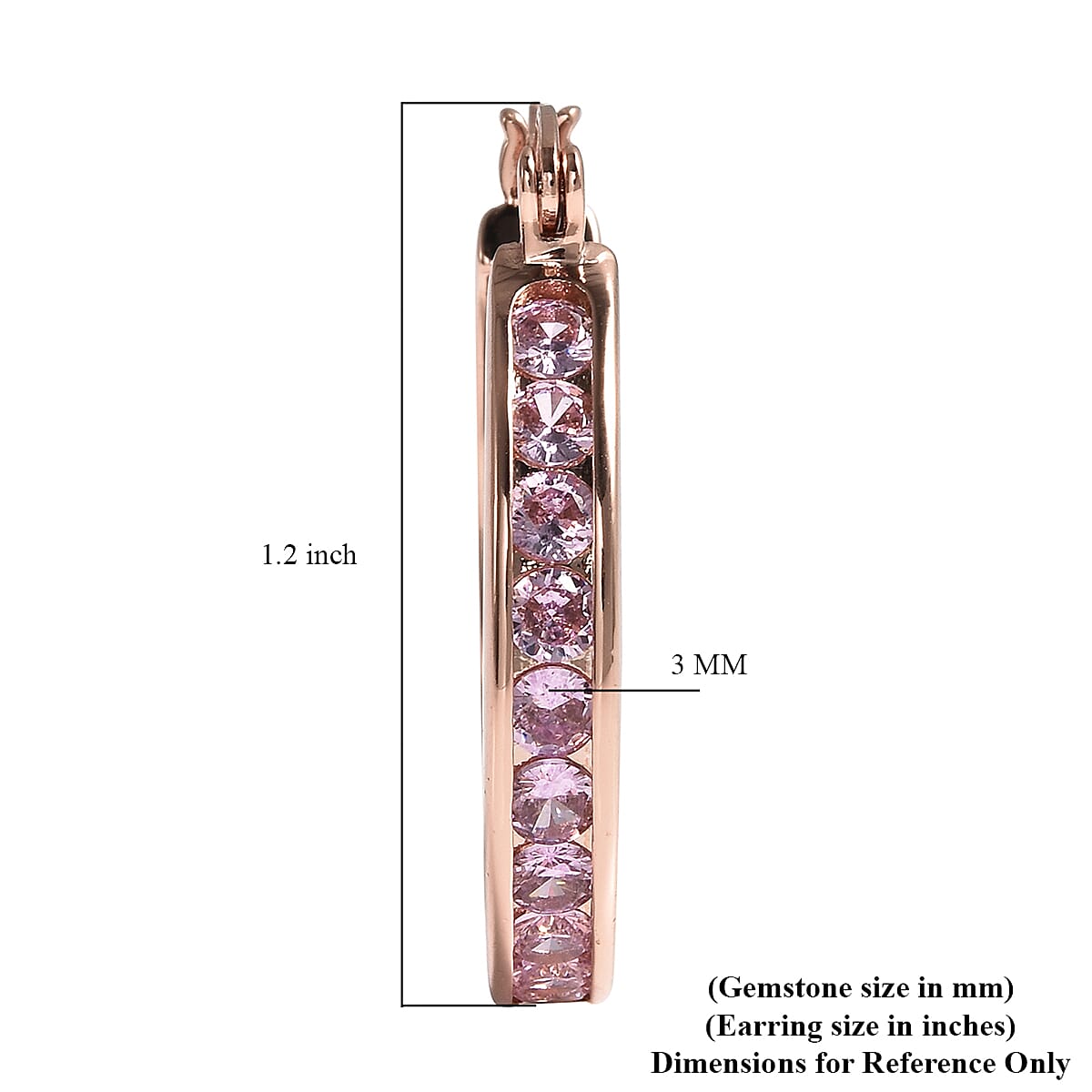 Simulated Pink Diamond Hoop Earrings in Rosetone image number 4