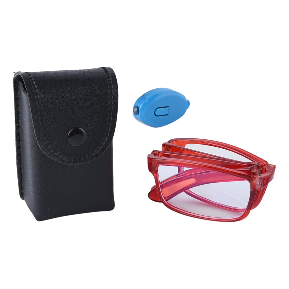 Foldable Anti-Blue Light Glasses with Testing kit - Red & Faux Leather image number 6