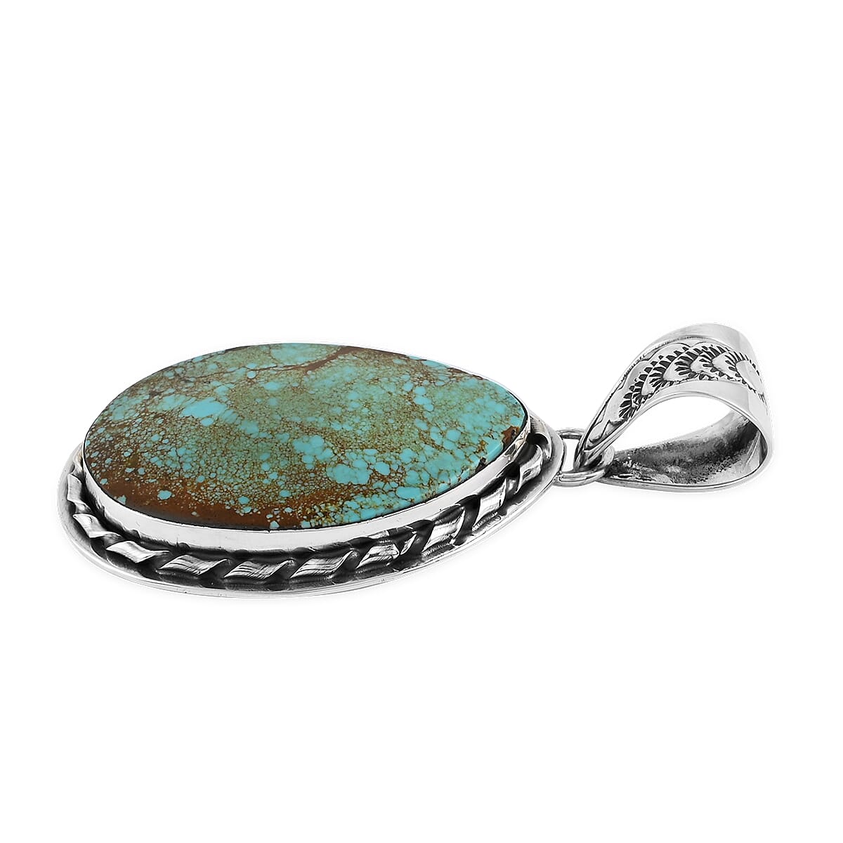 Santa Fe Style Turquoise Framed Statement Pendant in Sterling Silver 17.00 ctw image number 1