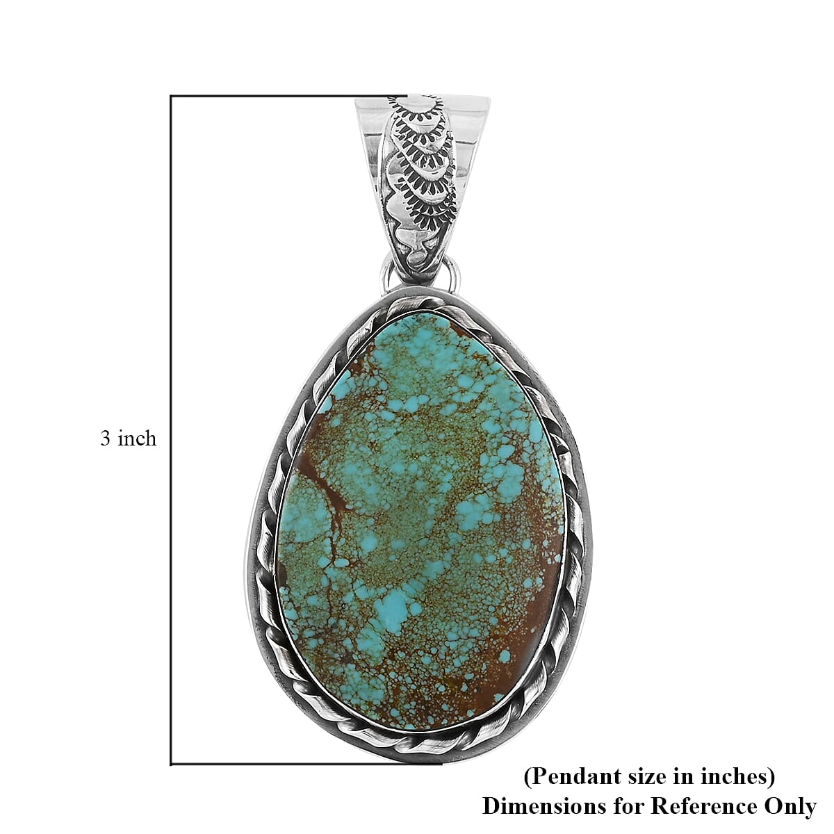 Santa Fe Style Turquoise Framed Statement Pendant in Sterling Silver 17.00 ctw image number 2