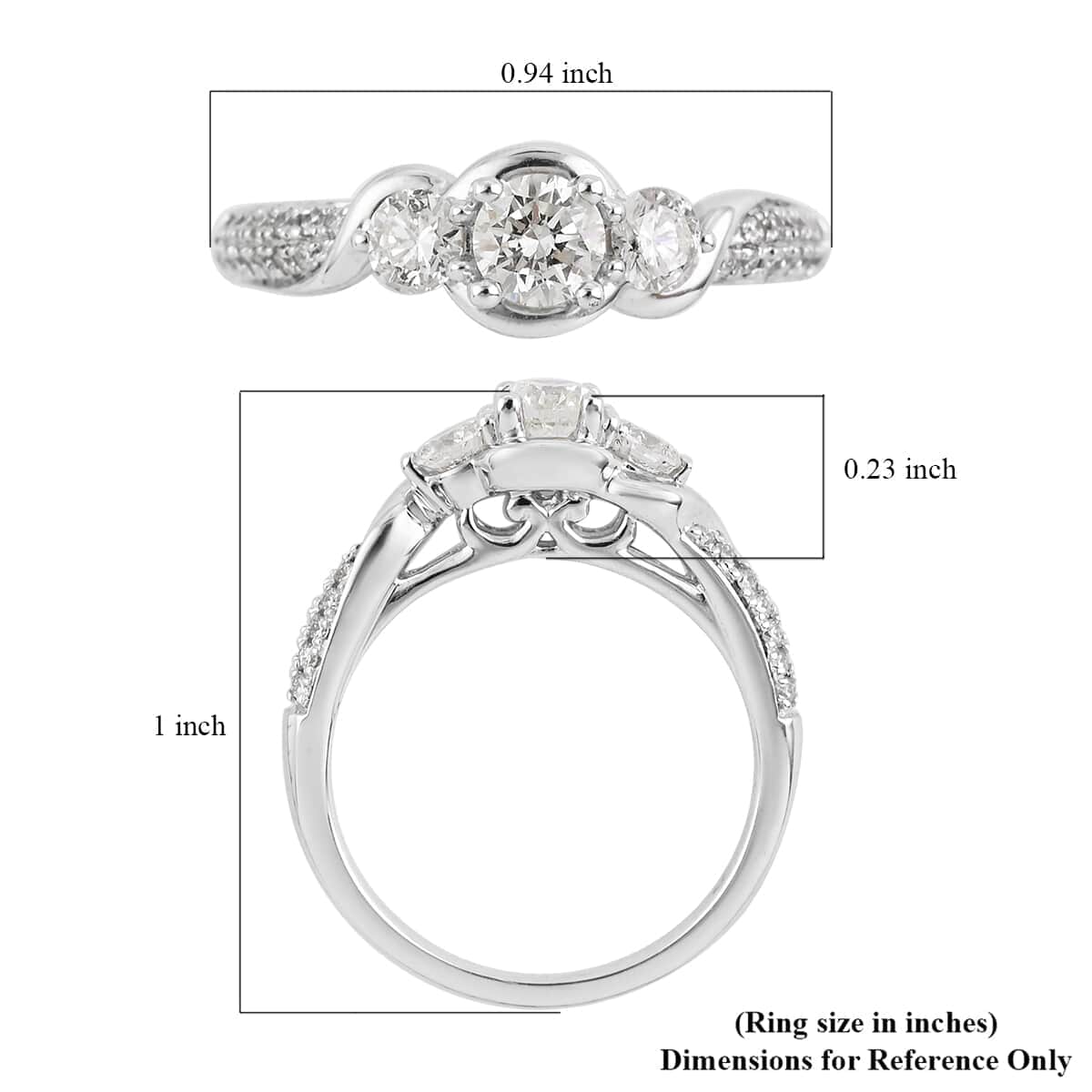 NY Closeout 14K White Gold G-H I1 Diamond Ring (Size 7.0) 4.30 Grams 0.80 ctw image number 3