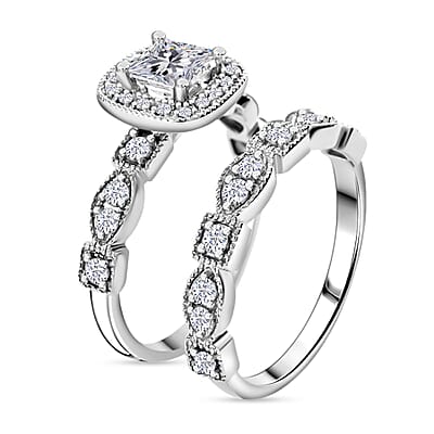 NY Closeout 14K White Gold G I1 Diamond Halo and Band Ring (Size 7.0) 6.50 Grams 1.30 ctw