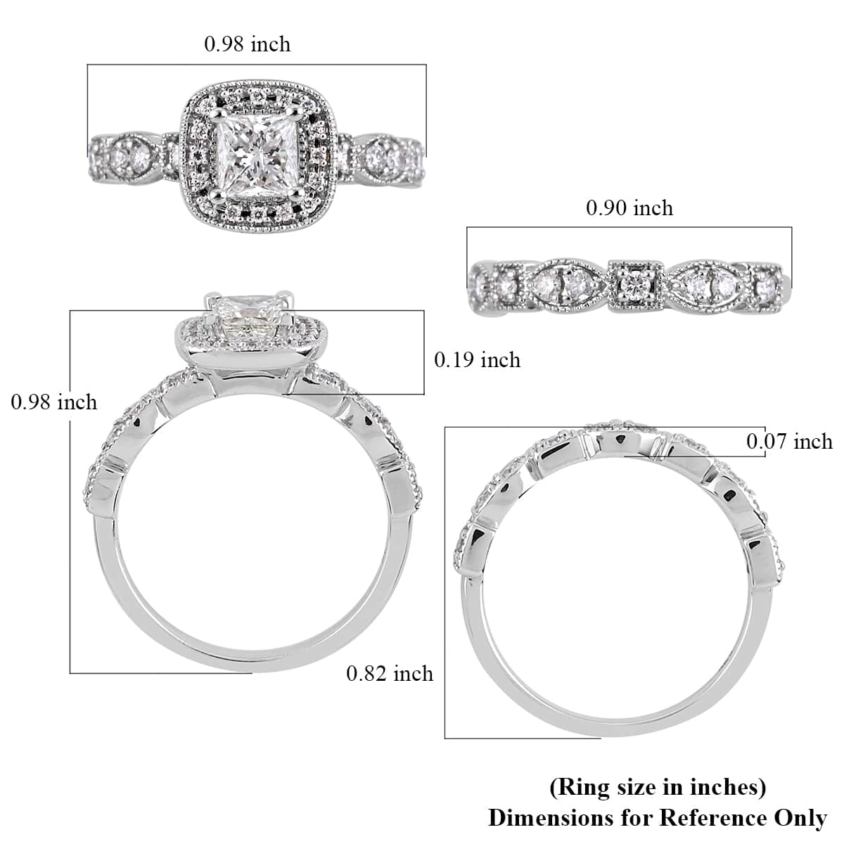 NY Closeout 14K White Gold G I1 Diamond Halo and Band Ring (Size 7.0) 6.50 Grams 1.30 ctw image number 3