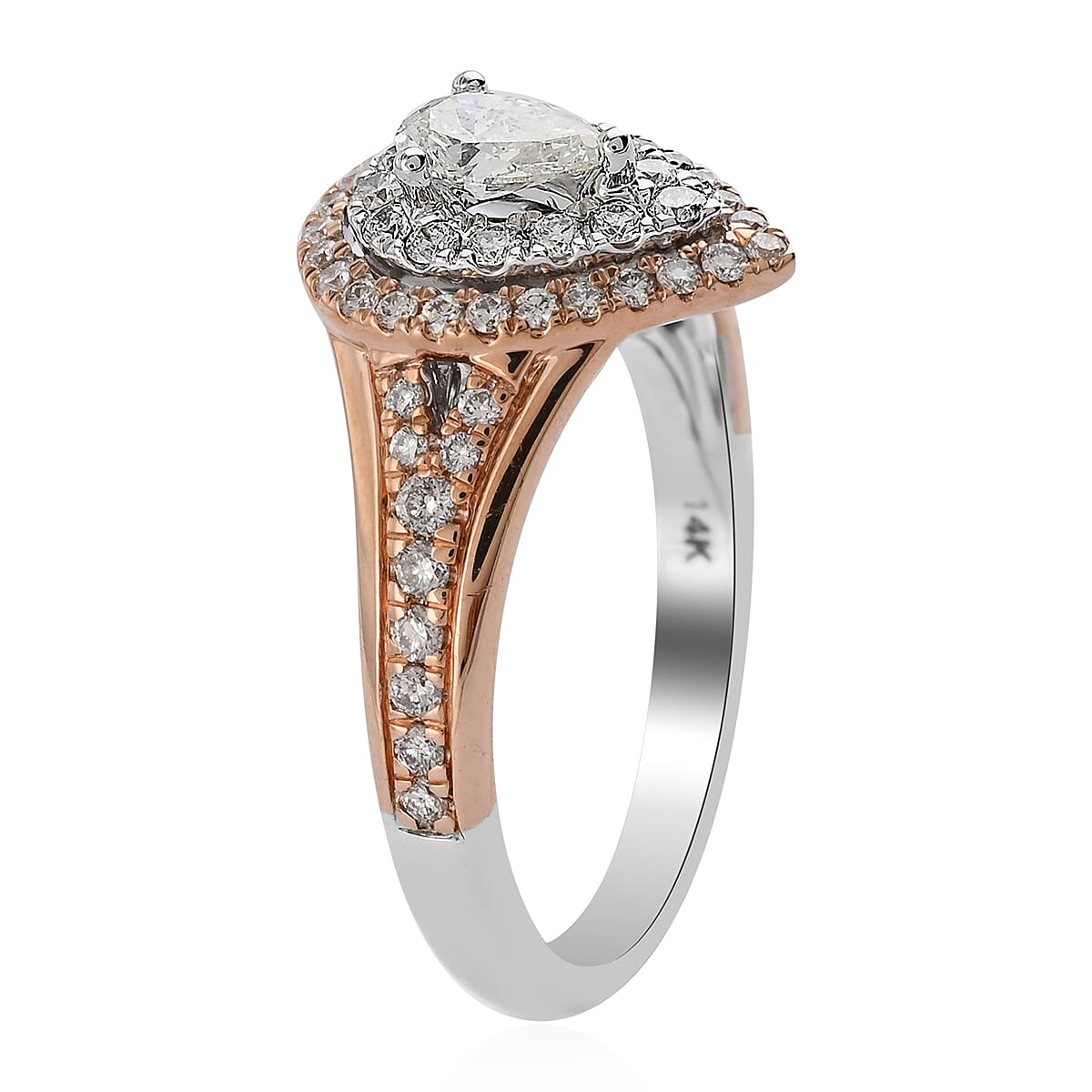 NY Closeout Diamond G-H I1 1.00 ctw Ring in 14K White Rose Gold (Size 7.0) 6.70 Grams