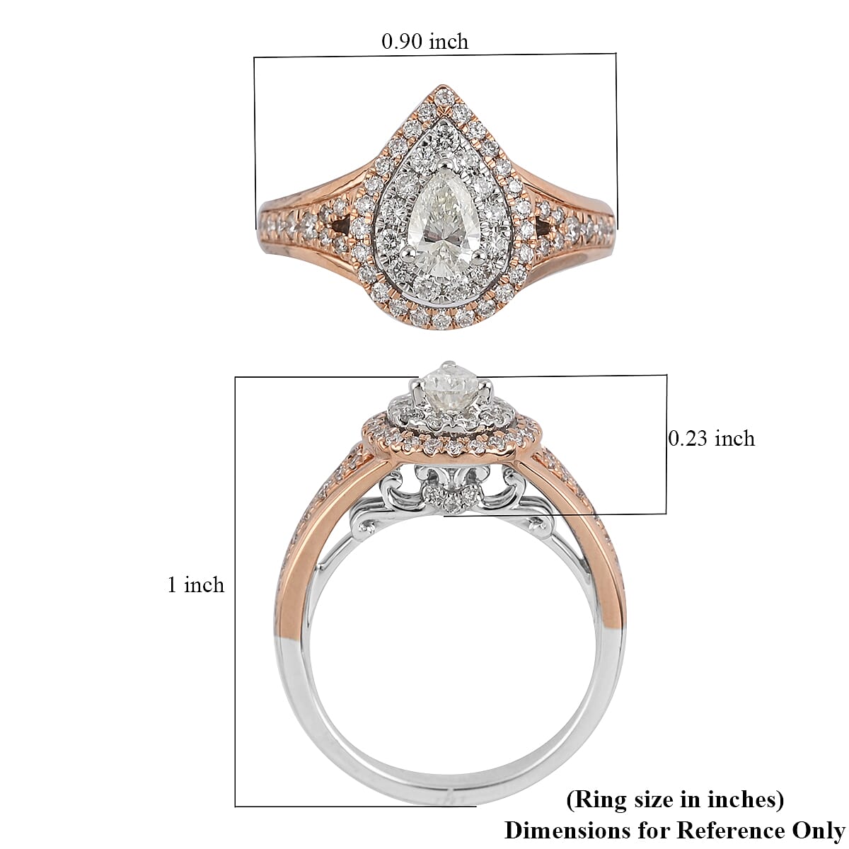 NY Closeout Diamond G-H I1 1.00 ctw Ring in 14K White Rose Gold (Size 7.0) 6.70 Grams