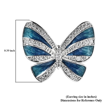 Simulated Diamond Butterfly Earrings in Silvertone