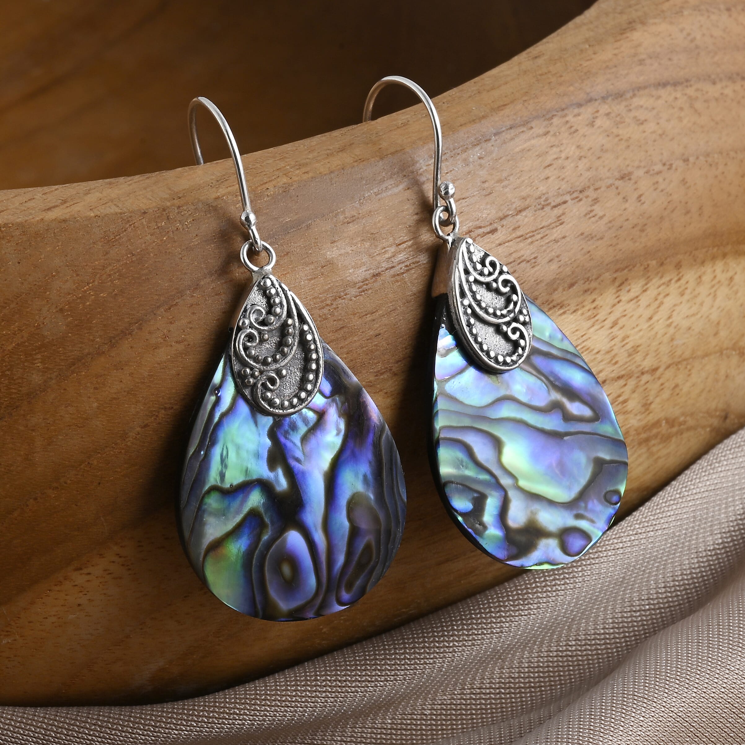 Abalone Shell Earrings in Sterling Silver