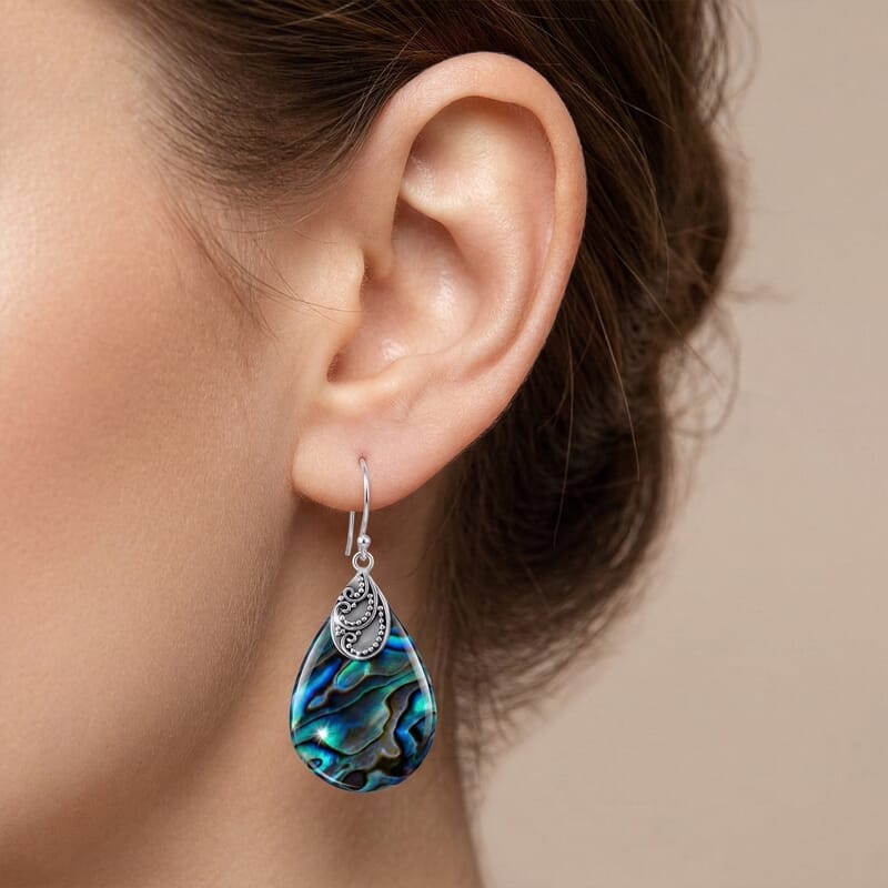 Abalone Shell Earrings in Sterling Silver