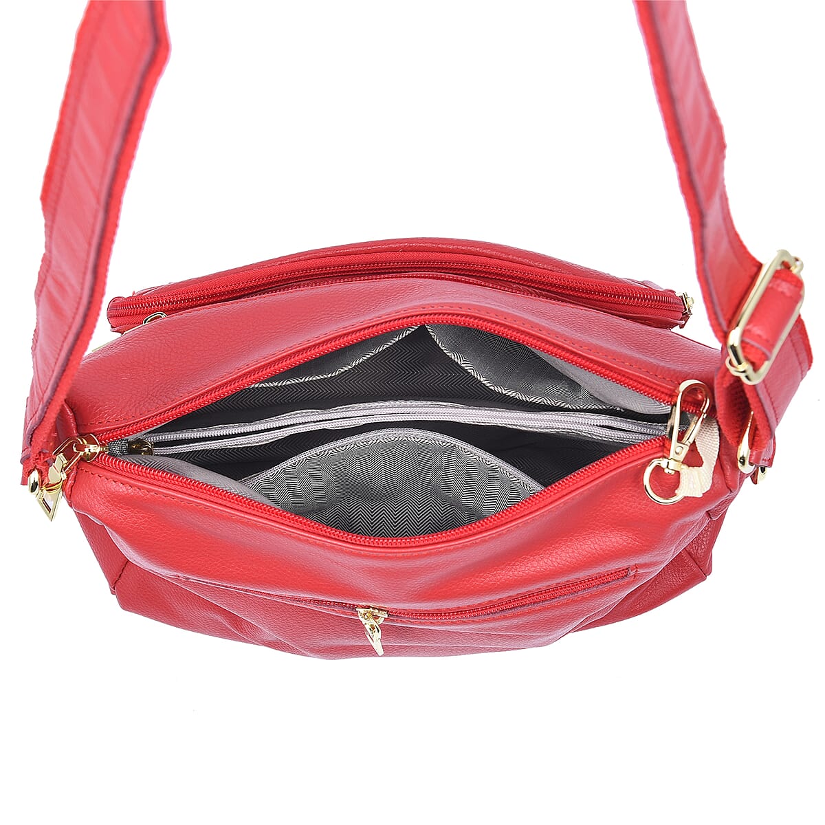 PASSAGE Black Genuine Leather Crossbody Bag with Multi Pockets & 46 Inches Adjustable Shoulder Strap image number 4