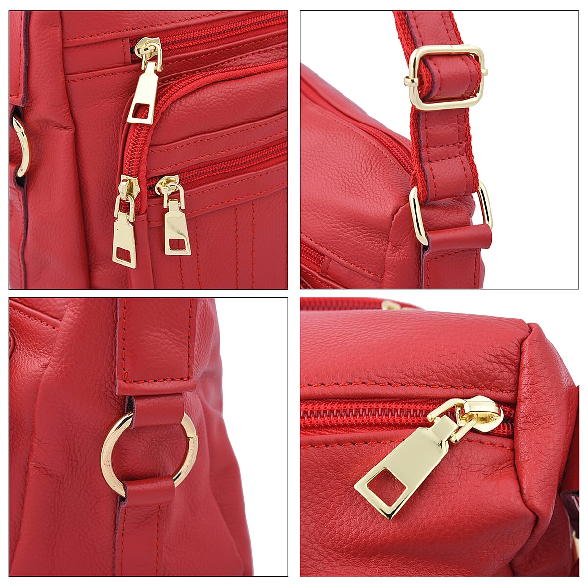 PASSAGE Black Genuine Leather Crossbody Bag with Multi Pockets & 46 Inches Adjustable Shoulder Strap image number 5