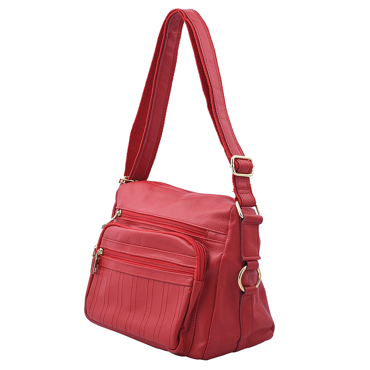 PASSAGE Black Genuine Leather Crossbody Bag with Multi Pockets & 46 Inches Adjustable Shoulder Strap image number 7