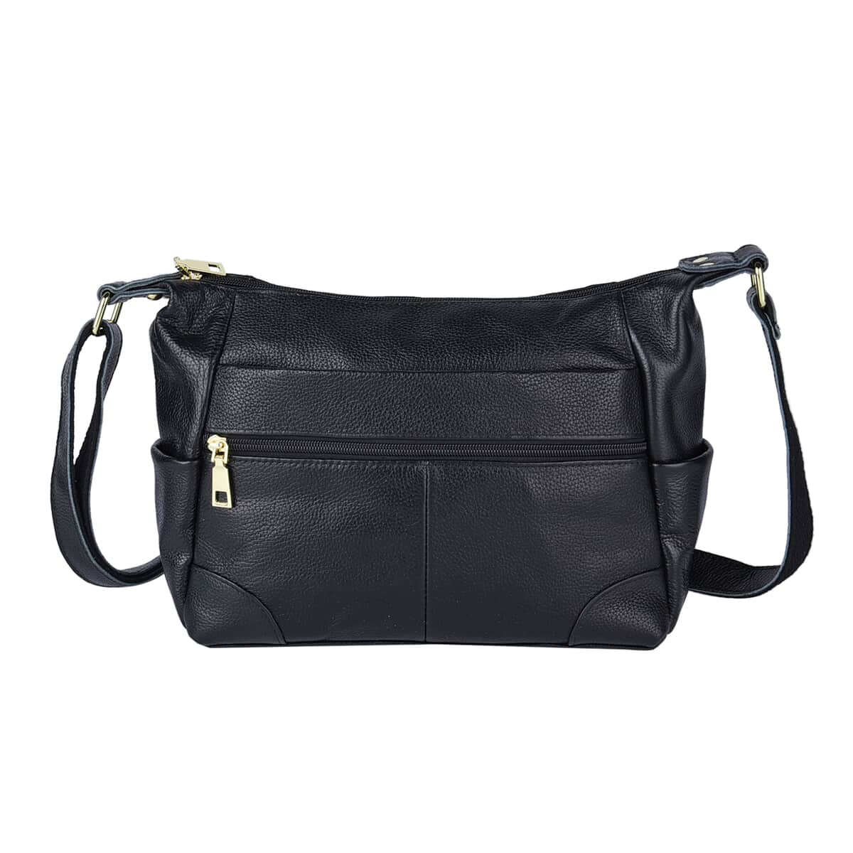 PASSAGE Black Genuine Leather Crossbody Bag (11.41"x3.94"x8.24") with Multi Pockets & 46 Inches Adjustable Shoulder Strap image number 0