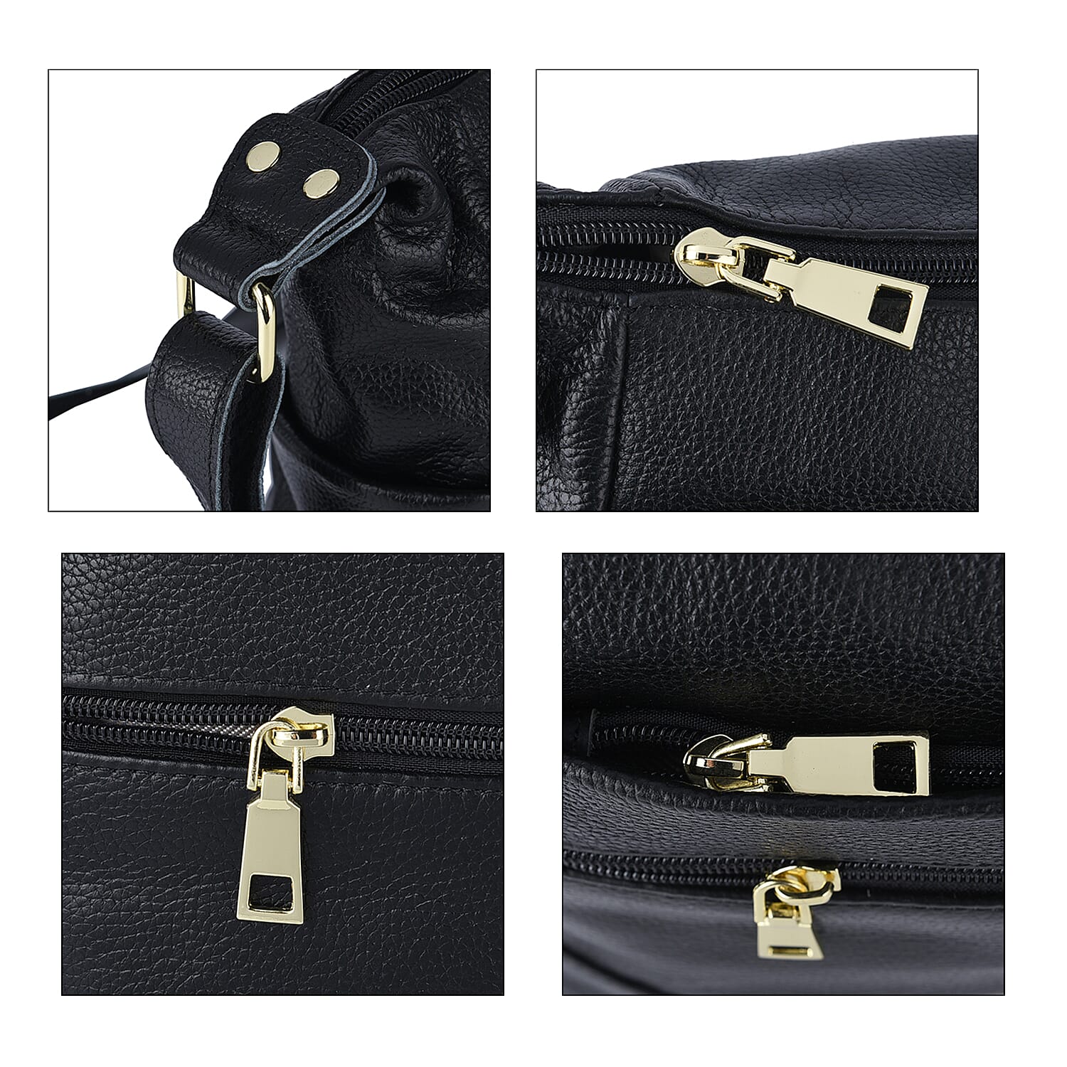 Passage Black Genuine Leather Crossbody Bag with Multi Pockets & 46 Inches Adjustable Shoulder Strap