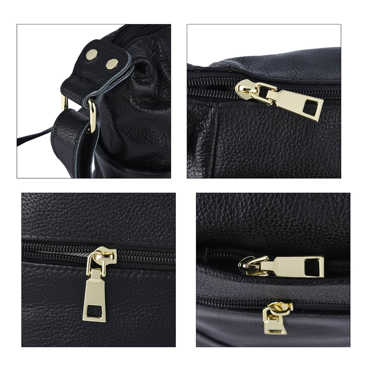 PASSAGE Black Genuine Leather Crossbody Bag (11.41"x3.94"x8.24") with Multi Pockets & 46 Inches Adjustable Shoulder Strap image number 3
