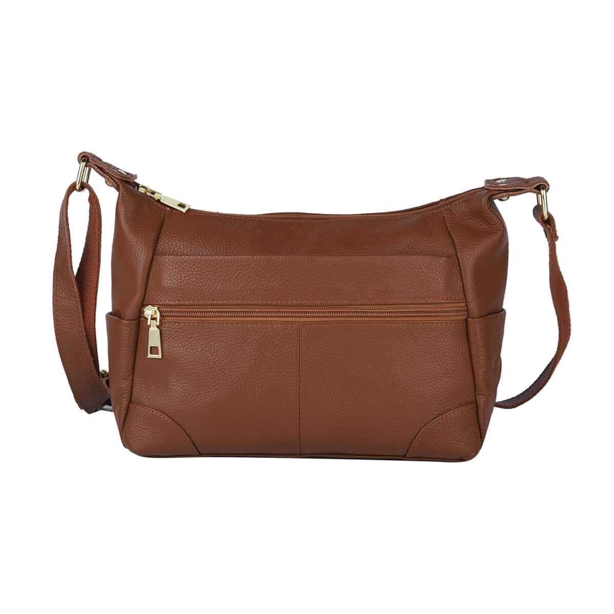 Passage Brown Genuine Leather Crossbody Bag with Multi Pockets & 46 Inches Adjustable Shoulder Strap image number 0
