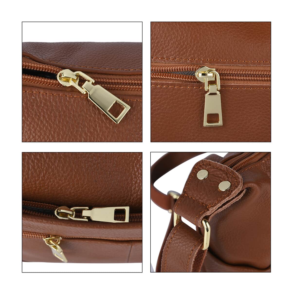 Passage Brown Genuine Leather Crossbody Bag with Multi Pockets & 46 Inches Adjustable Shoulder Strap image number 3