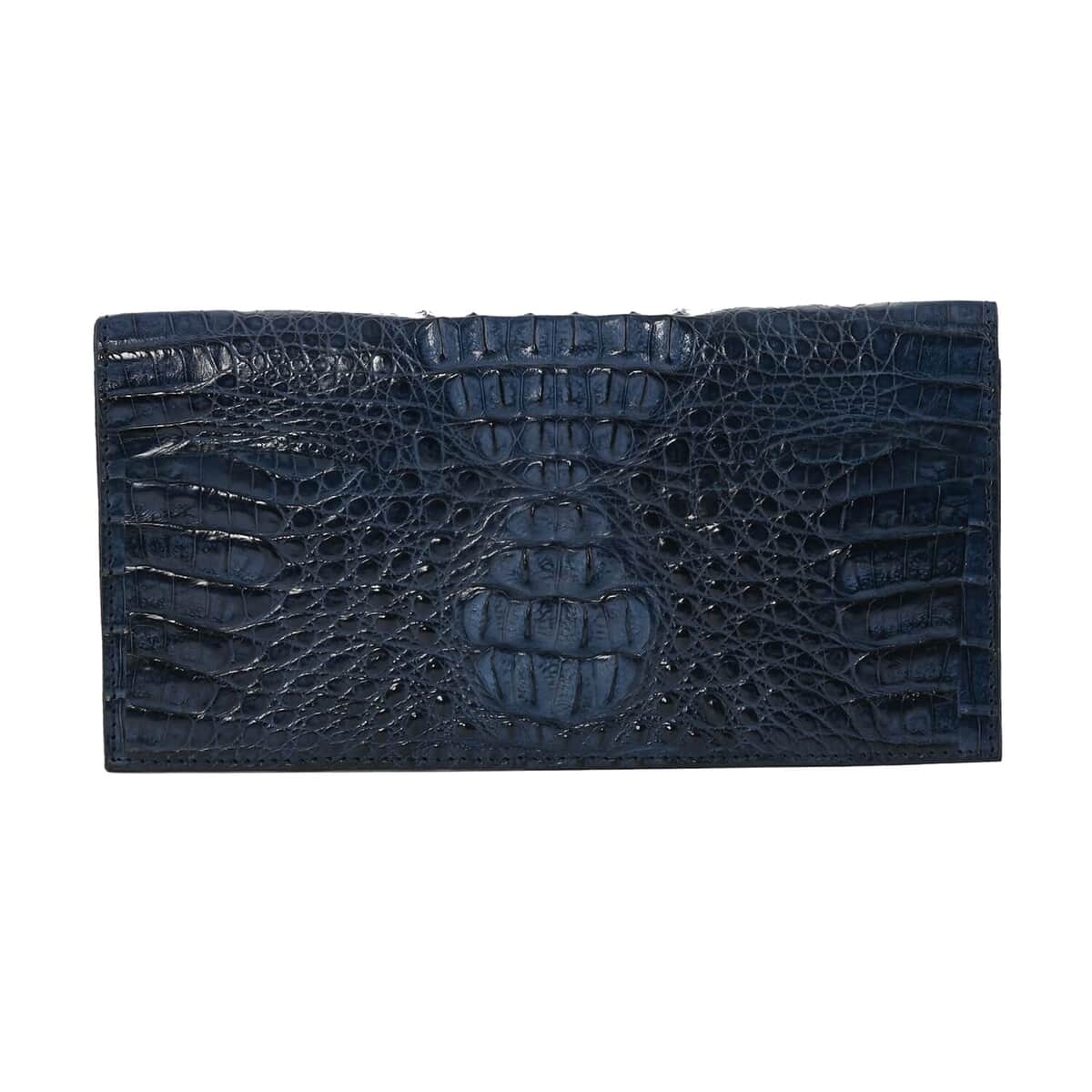 RIVER Brand Closeout, Organic Caiman Crocodile Navy Blue Clutch image number 0