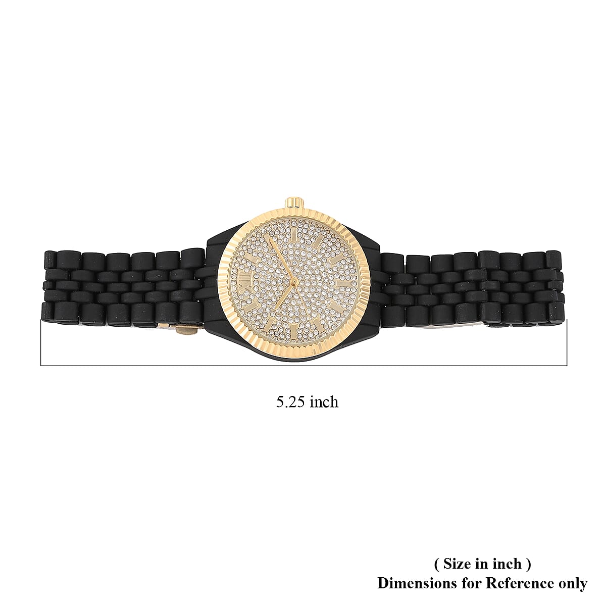 PICARD & CIE Japanese Movement White Crystal Embedded Dial Watch in Black (39mm) image number 4