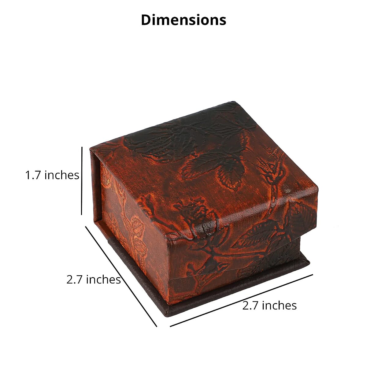 Brown Genuine Goat Leather Embossed Ring Box image number 3