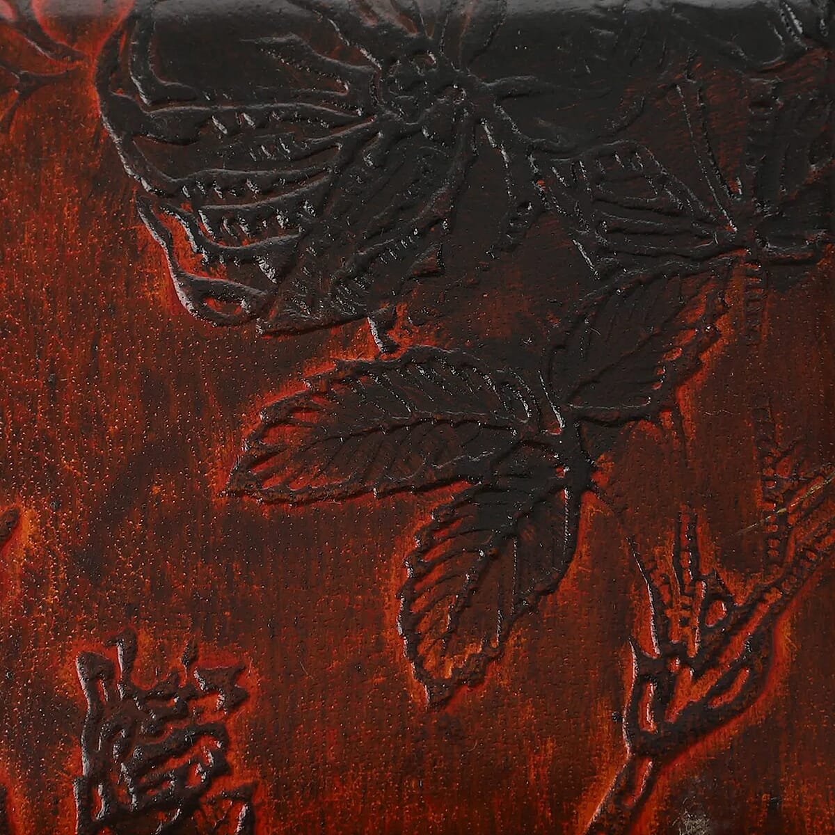 Brown Genuine Goat Leather Embossed Ring Box image number 6