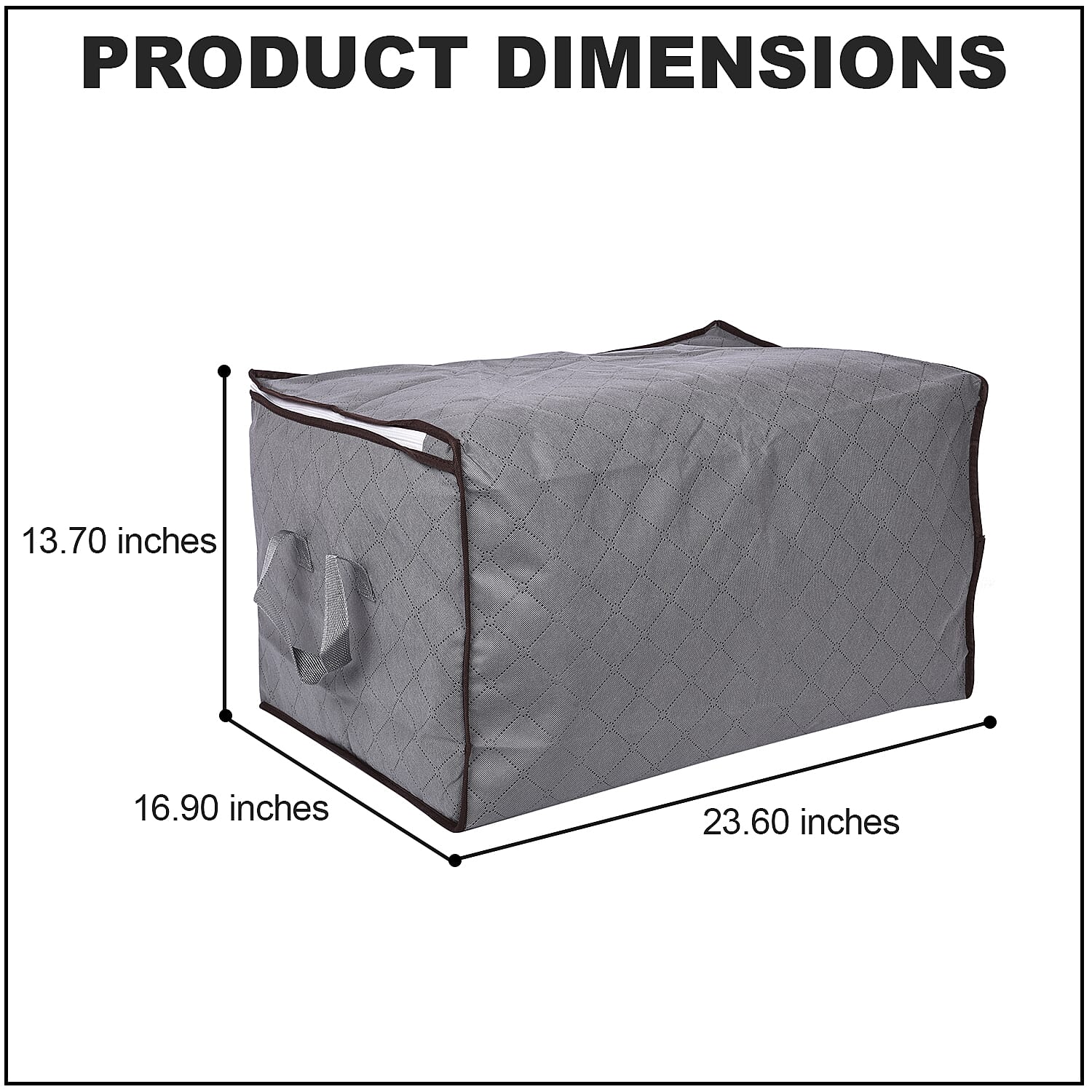 Set of 2 Grey Non Woven Fabric Storage Bag with Clear Window