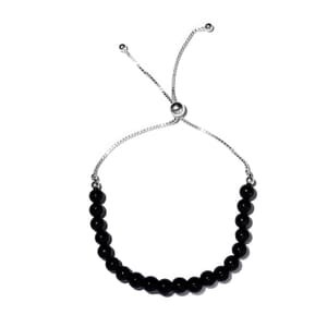 Thai Black Spinel Beaded Bolo Bracelet in Sterling Silver 25.15 ctw