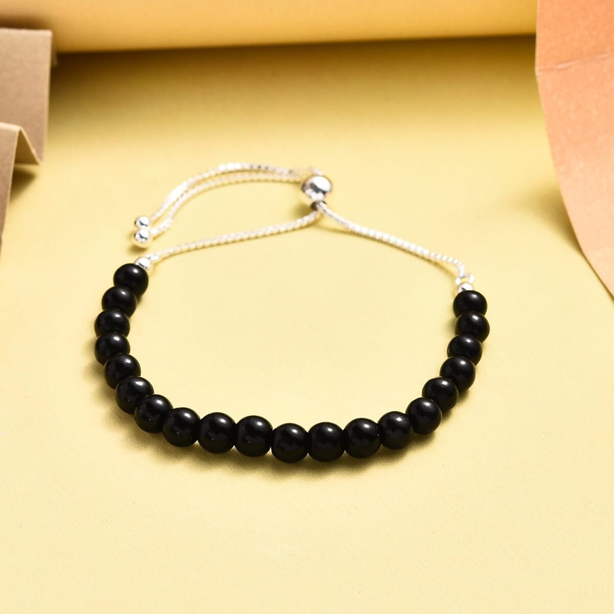 Thai Black Spinel Beaded Bolo Bracelet in Sterling Silver 25.15 ctw image number 1