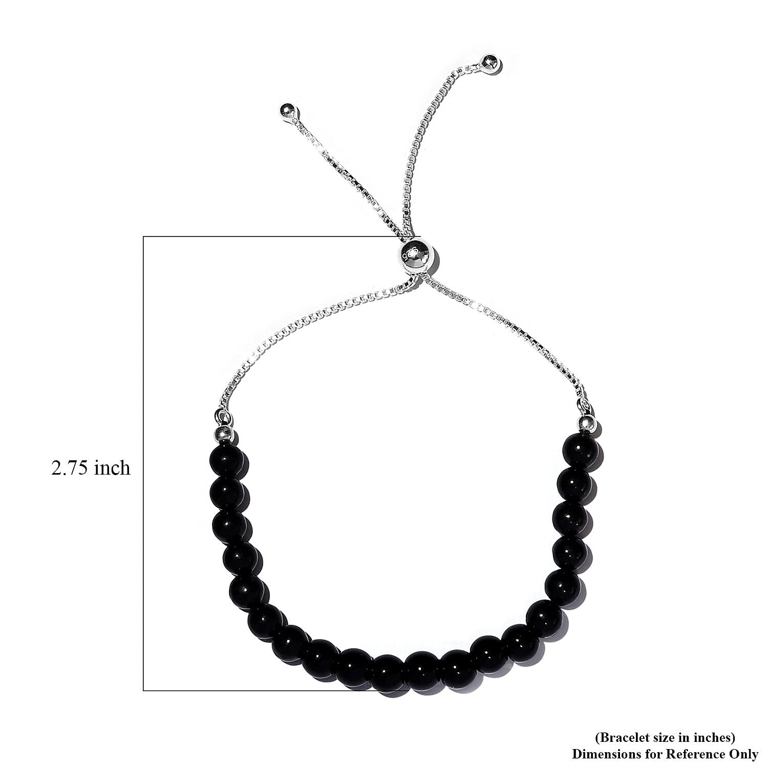 Thai Black Spinel Beaded Bolo Bracelet in Sterling Silver 25.15 ctw