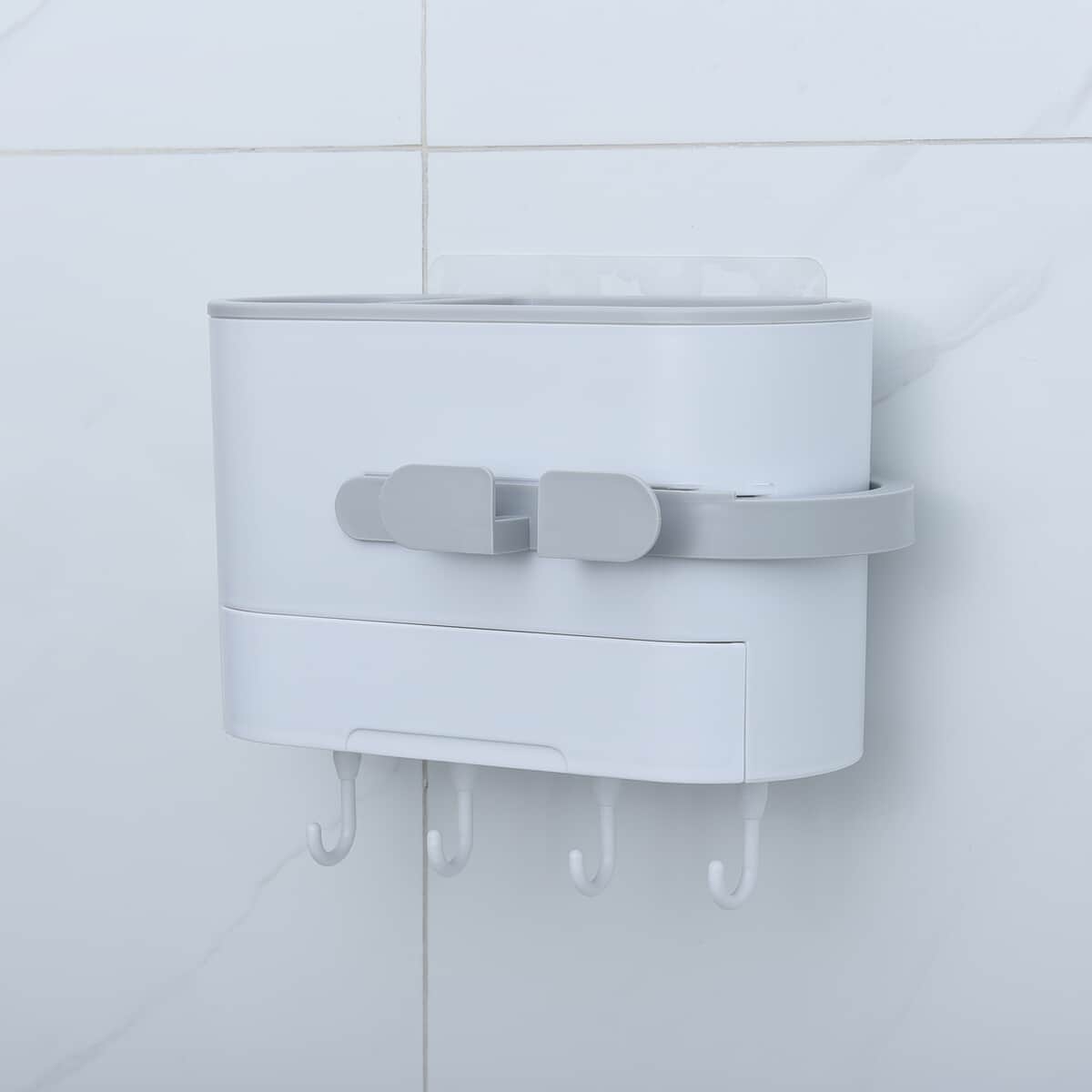 Gray & White Multipurpose Wall Mounted Hair Dryer Holder image number 0