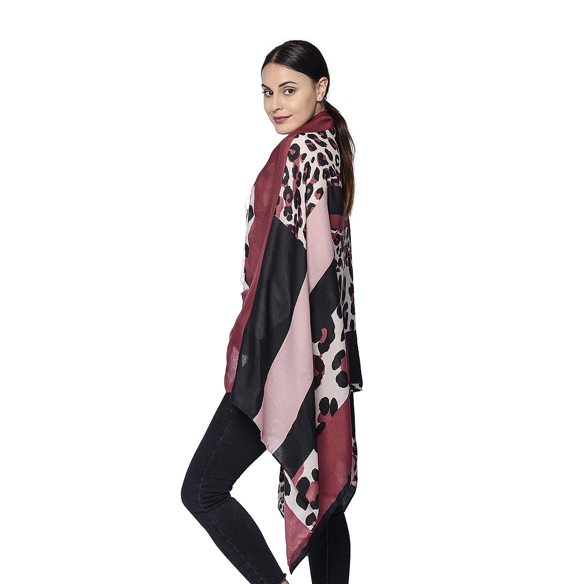 Pink Leopard Print Pattern Polyester Scarf (70x31) image number 1