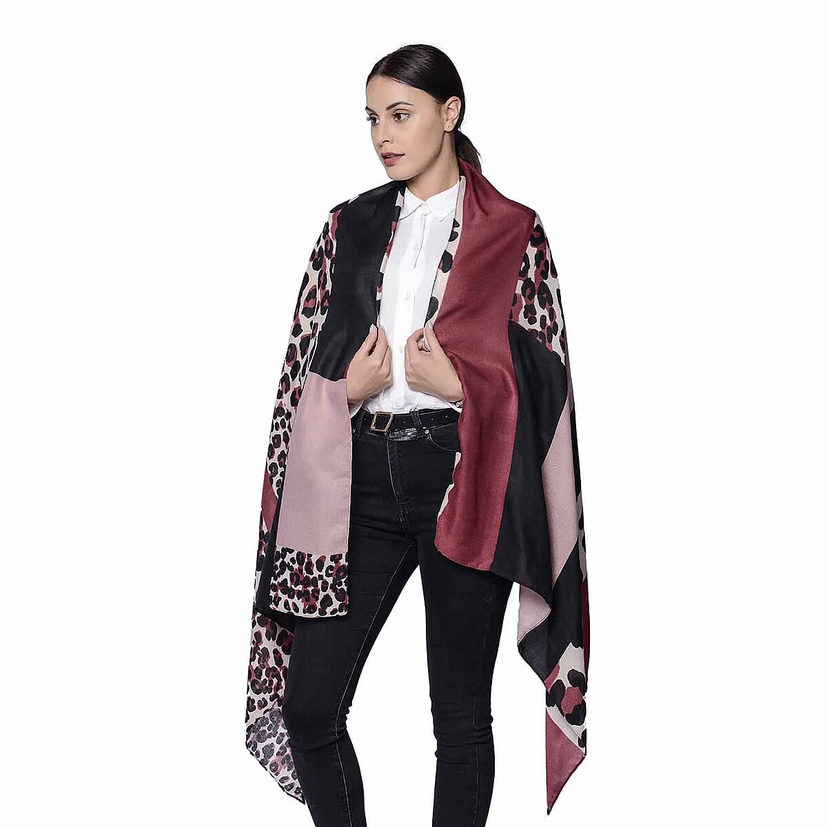 Pink Leopard Print Pattern Polyester Scarf (70x31) image number 2