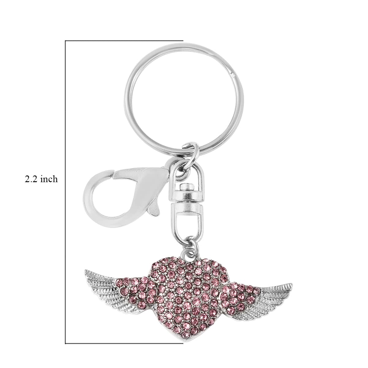 Pink Austrian Crystal Wings Keychain in Stainless Steel image number 4