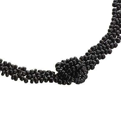 Gold Glass Seed Beaded Necklace (14-20.50 Inches) in Goldtone