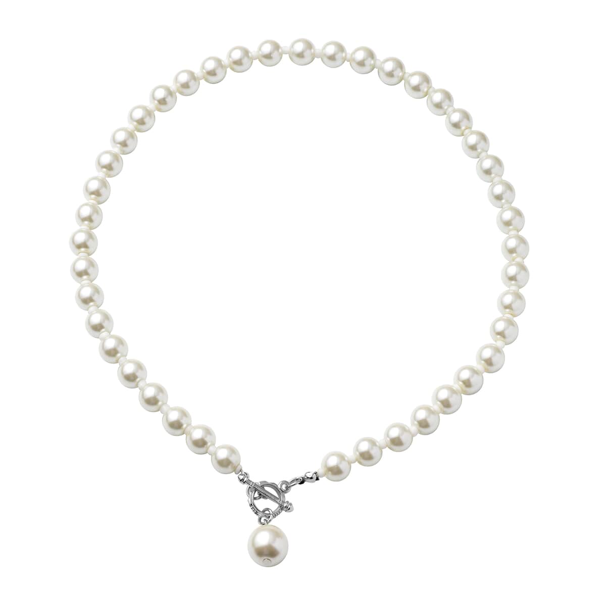 Simulated White Pearl 10-14mm Necklace (20 Inches) in Silvertone image number 0