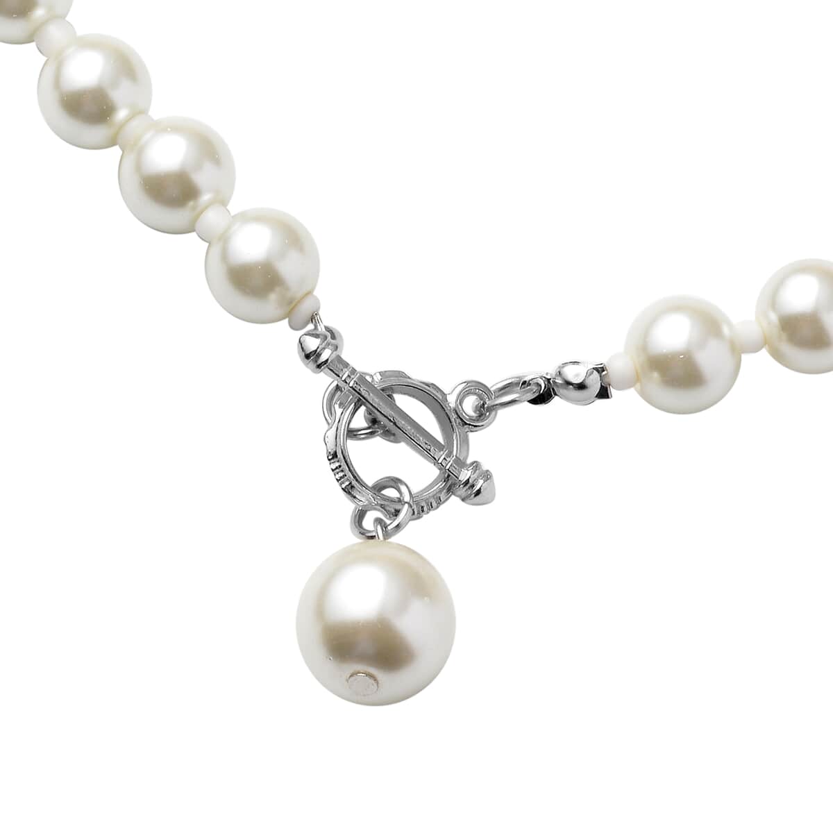 Simulated White Pearl 10-14mm Necklace (20 Inches) in Silvertone image number 2