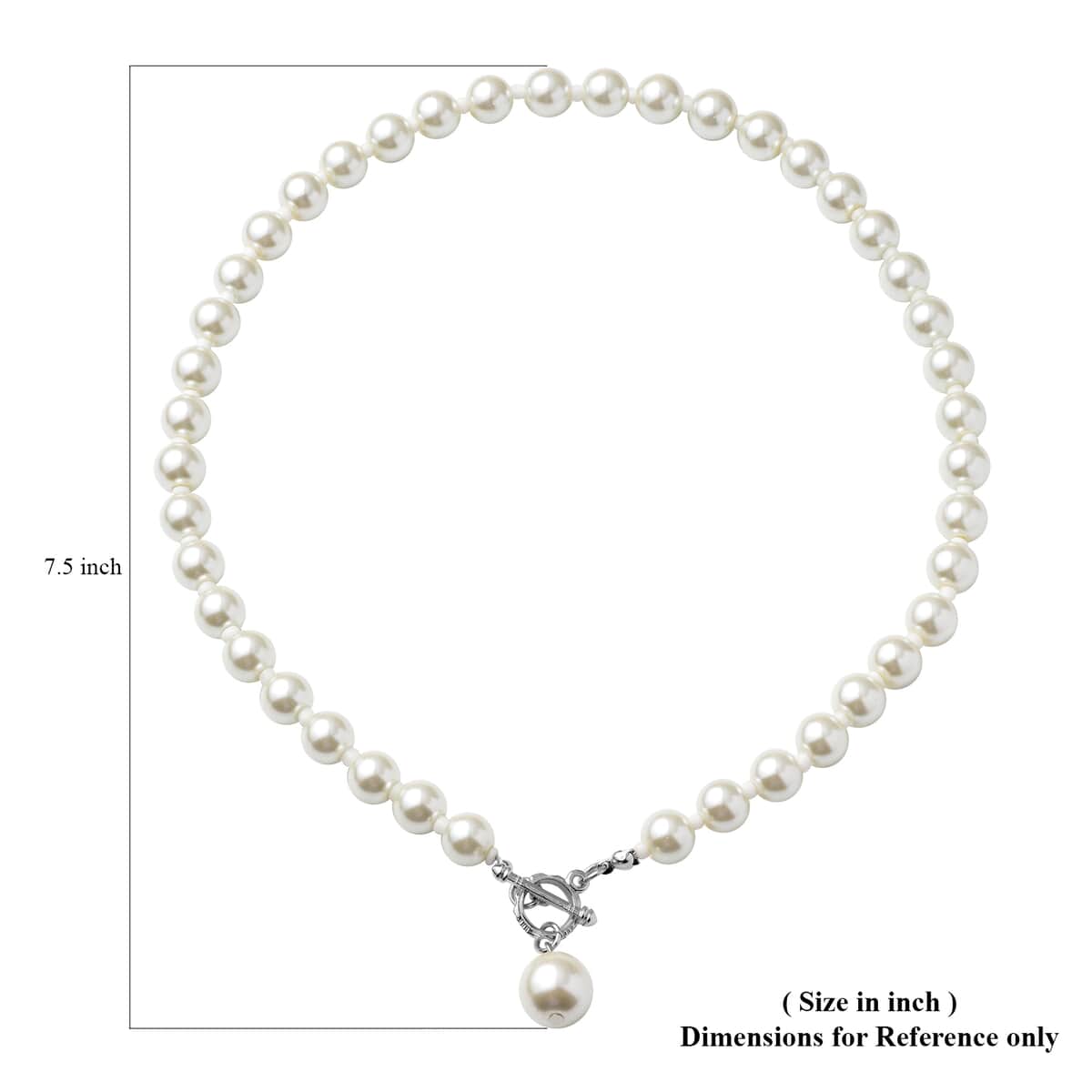 Simulated White Pearl 10-14mm Necklace (20 Inches) in Silvertone image number 3