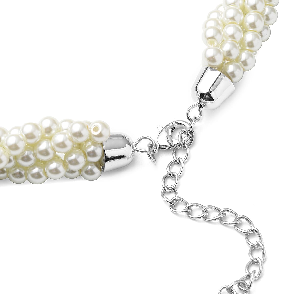 Simulated White Pearl 5-7mm Beaded Multi Strand Necklace 20 Inches in Silvertone image number 2