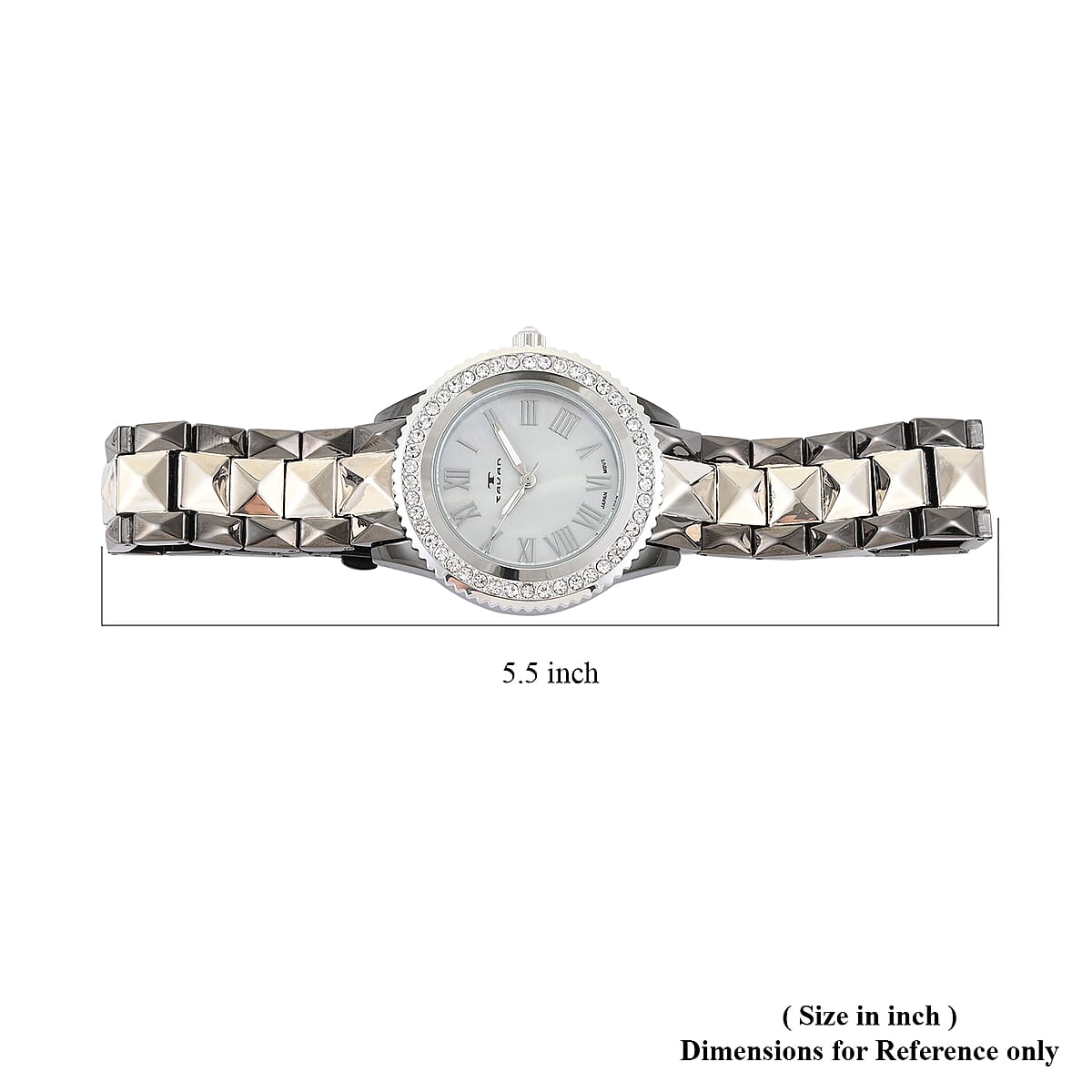 TAVAN Made with Finest CZ Japanese Movement MOP Dial Watch in Silvertone and Black (39mm) 0.50 ctw image number 4
