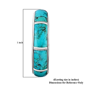 Santa Fe Style Turquoise J-Hoop Earrings in Sterling Silver 2.50 ctw