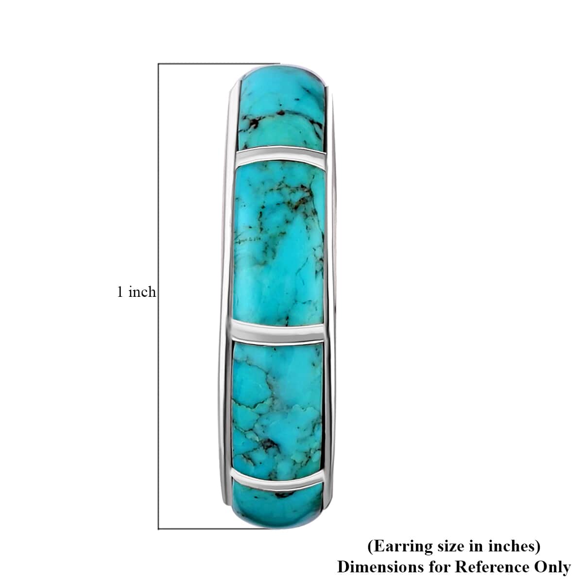 Santa Fe Style Turquoise J-Hoop Earrings in Sterling Silver 2.50 ctw image number 3