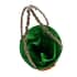 Green Embroidered with Floral Handmade Pandan Woven Basket Bag image number 4