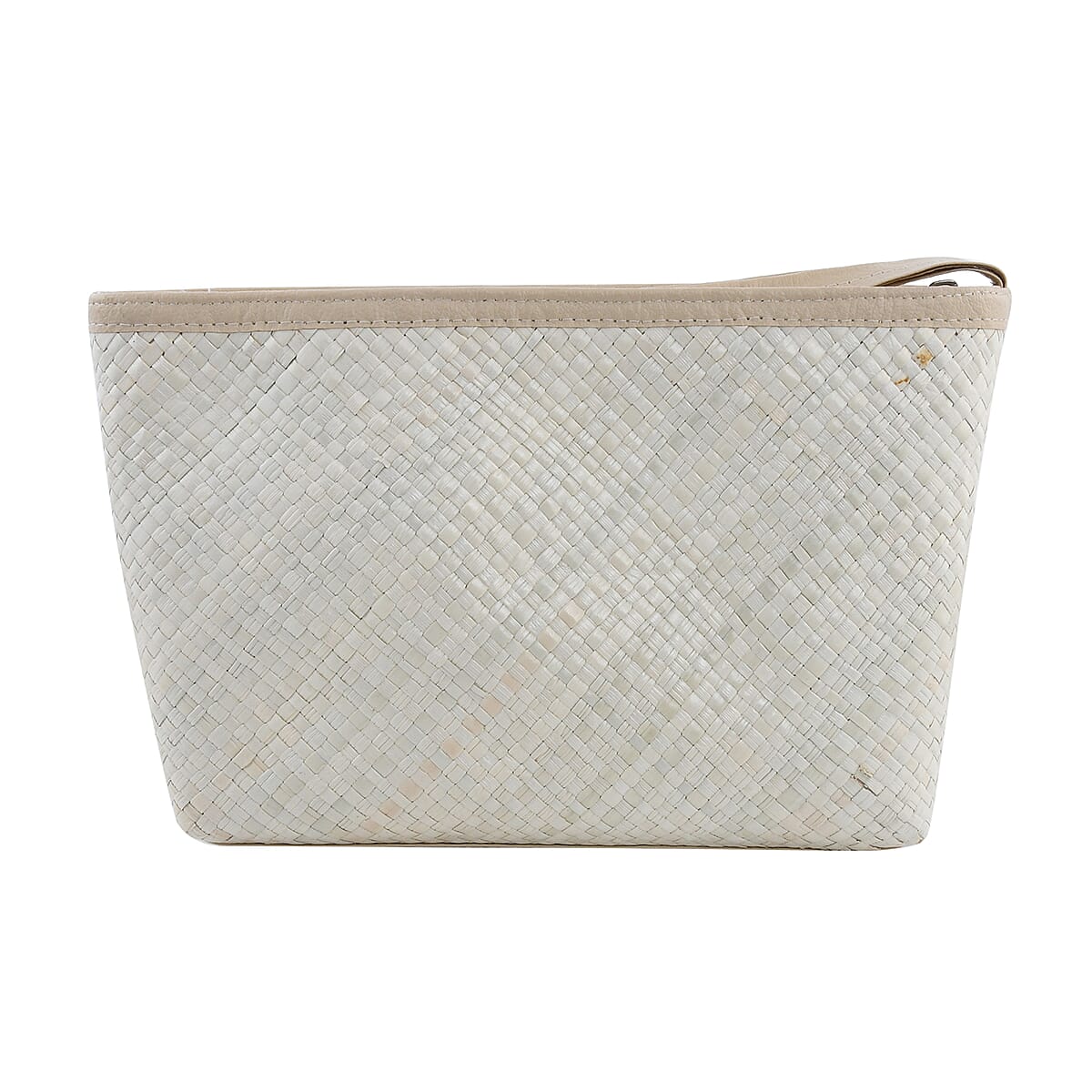 Handmade Nature Color Parrot Pattern Pandan Woven Pouch | Women's Coin Pouch | Designer Coin Purse Wallet image number 2