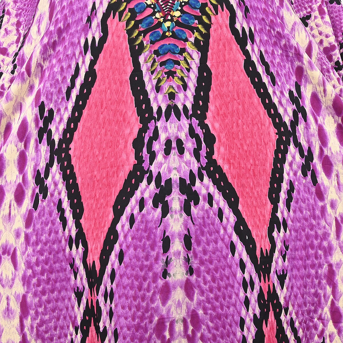 Winlar Purple Snakeskin Animal Print Round Neck Long Polyester Kaftan (One Size Fits Most)